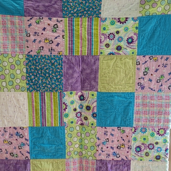 Child or Toddler Rag Quilt Handmade Very Warm Crib Blanket - Picture 2 of 2